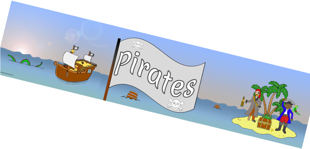 Pirate Banner Png - Cartoon Clipart (1000x667), Png Download