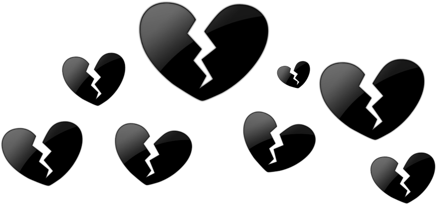 Blackheart Sticker - Broken Heart Black And White Clipart (1024x1024), Png Download