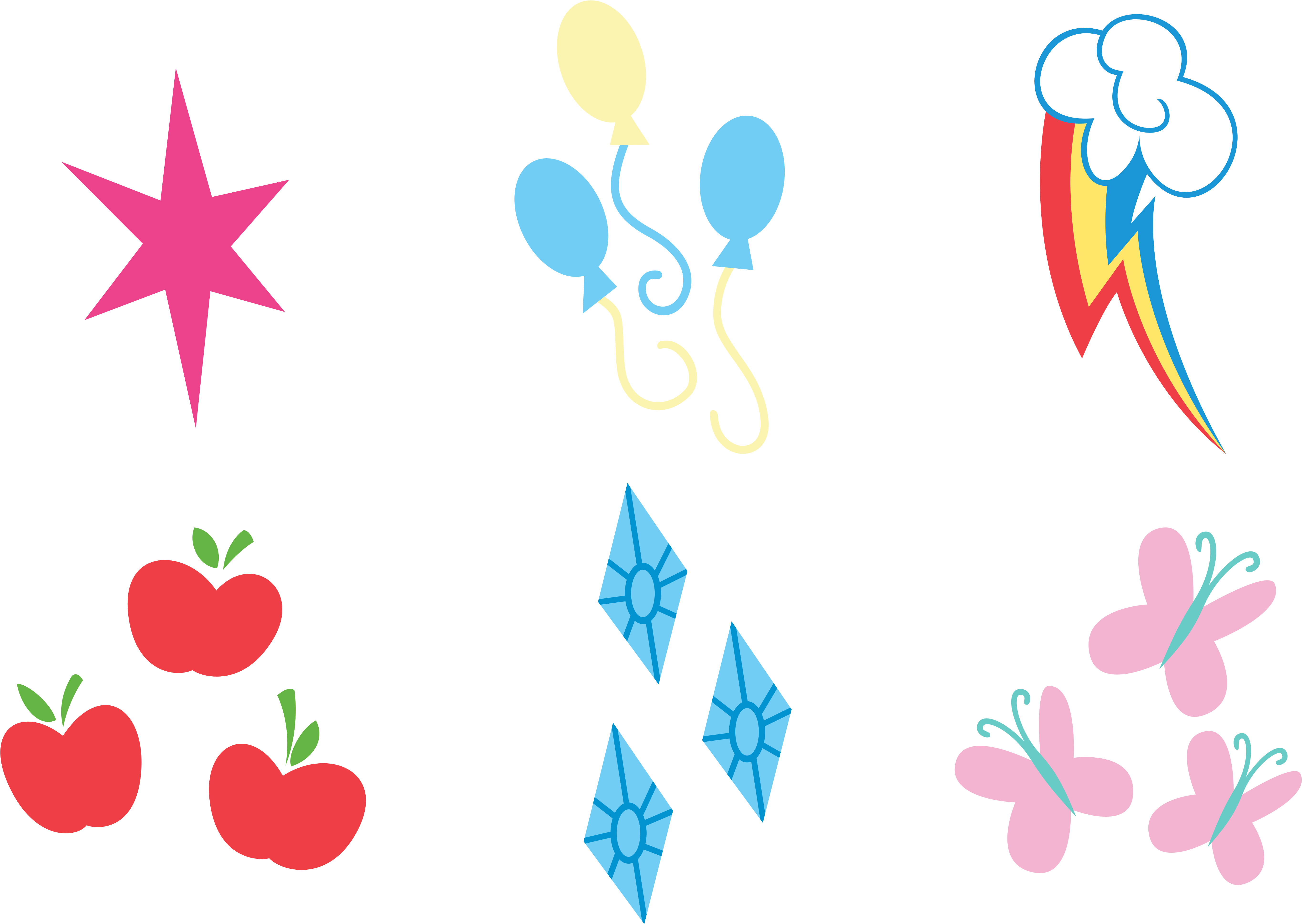 Pinterest Face Paintings Symbols - My Little Pony Mane Six Cutie Marks Clipart (5459x3876), Png Download