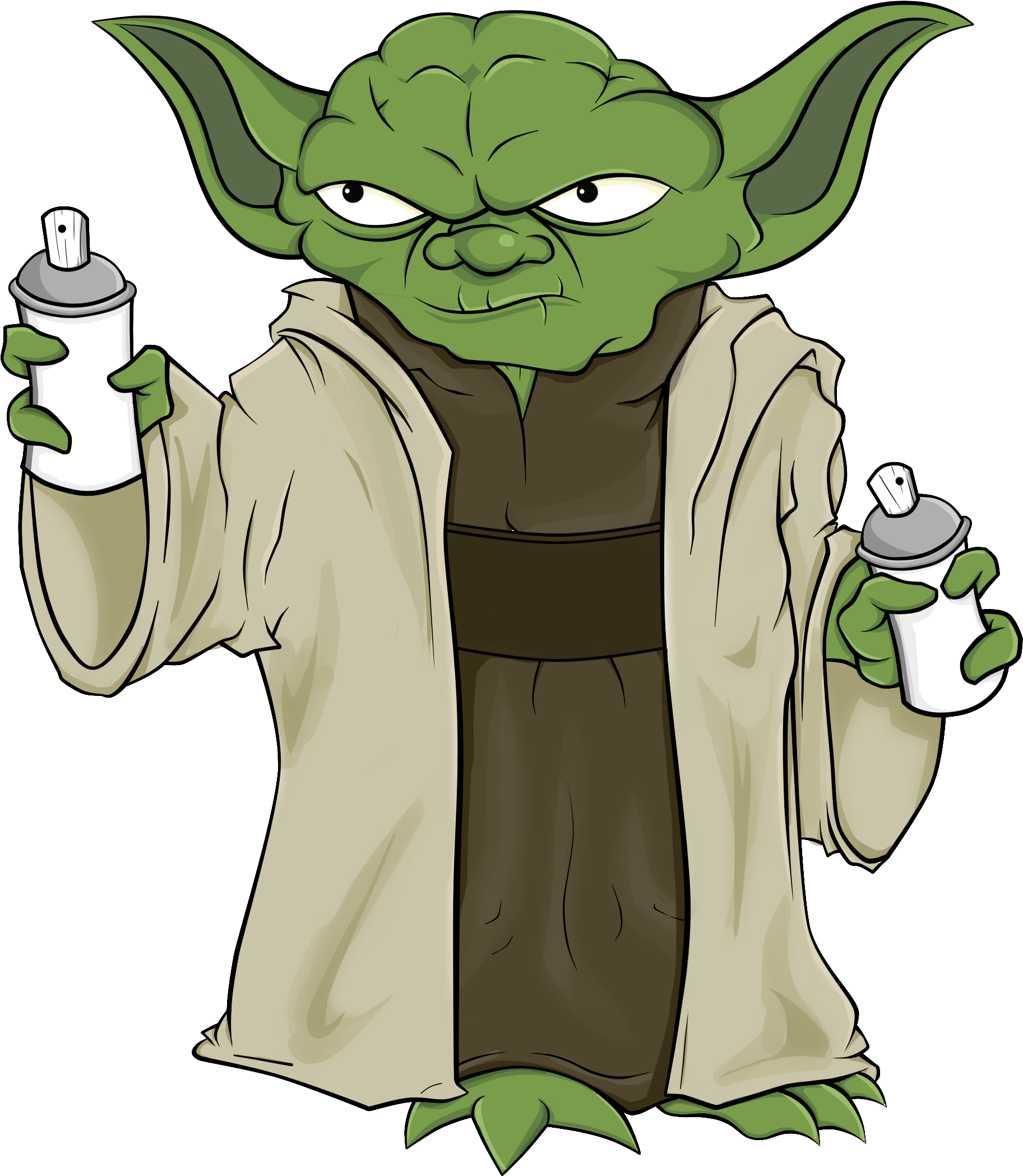 Graffiti Yoda , Png Download - Cartoon Clipart (1825x2097), Png Download