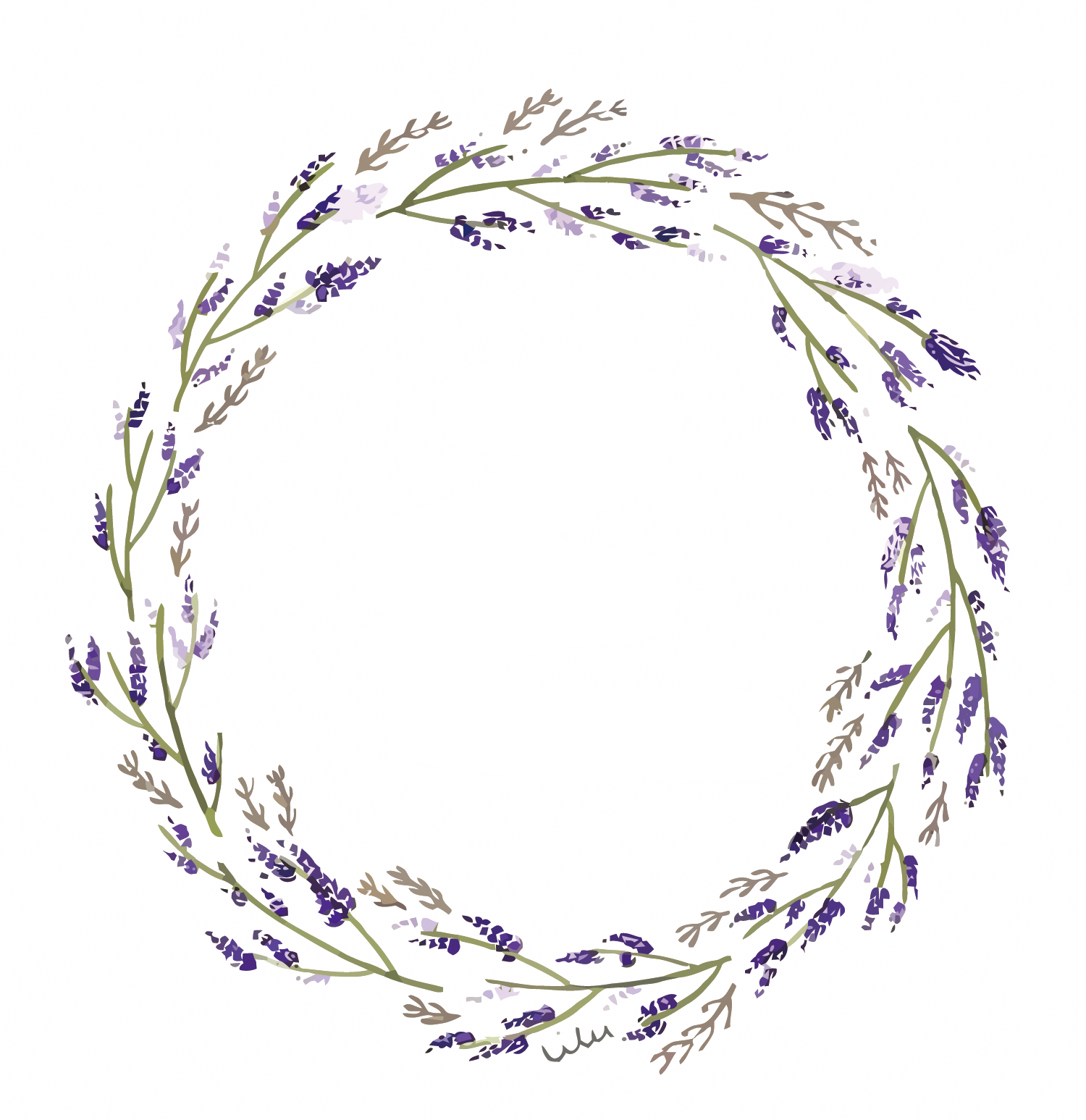 Vector Wallpaper Lavender - Lavender Wreath Clipart - Png Download (1500x1547), Png Download