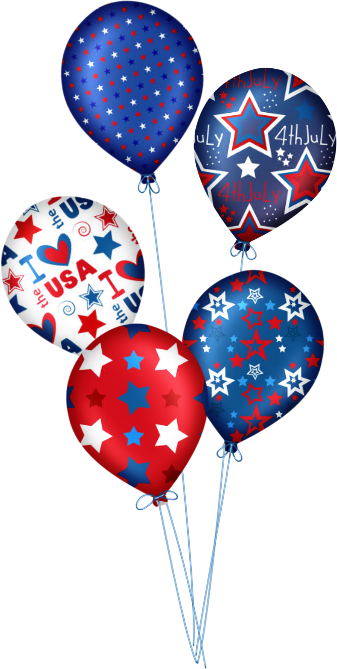 Happy 4 De Julho Patriotic Background, Cute Clipart, - 4th Of July Balloons Clipart - Png Download (666x1323), Png Download