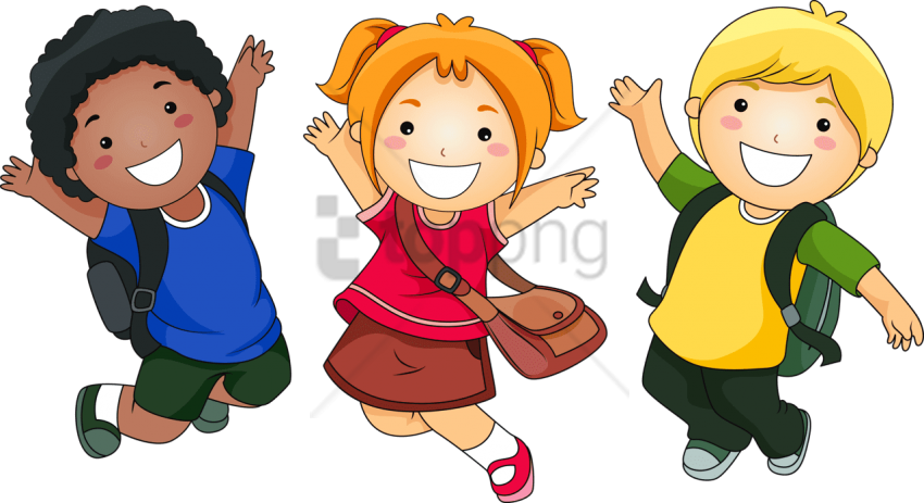 Free Png School Kids Clip Art Png Png Image With Transparent - Happy Children Cartoon (850x463), Png Download