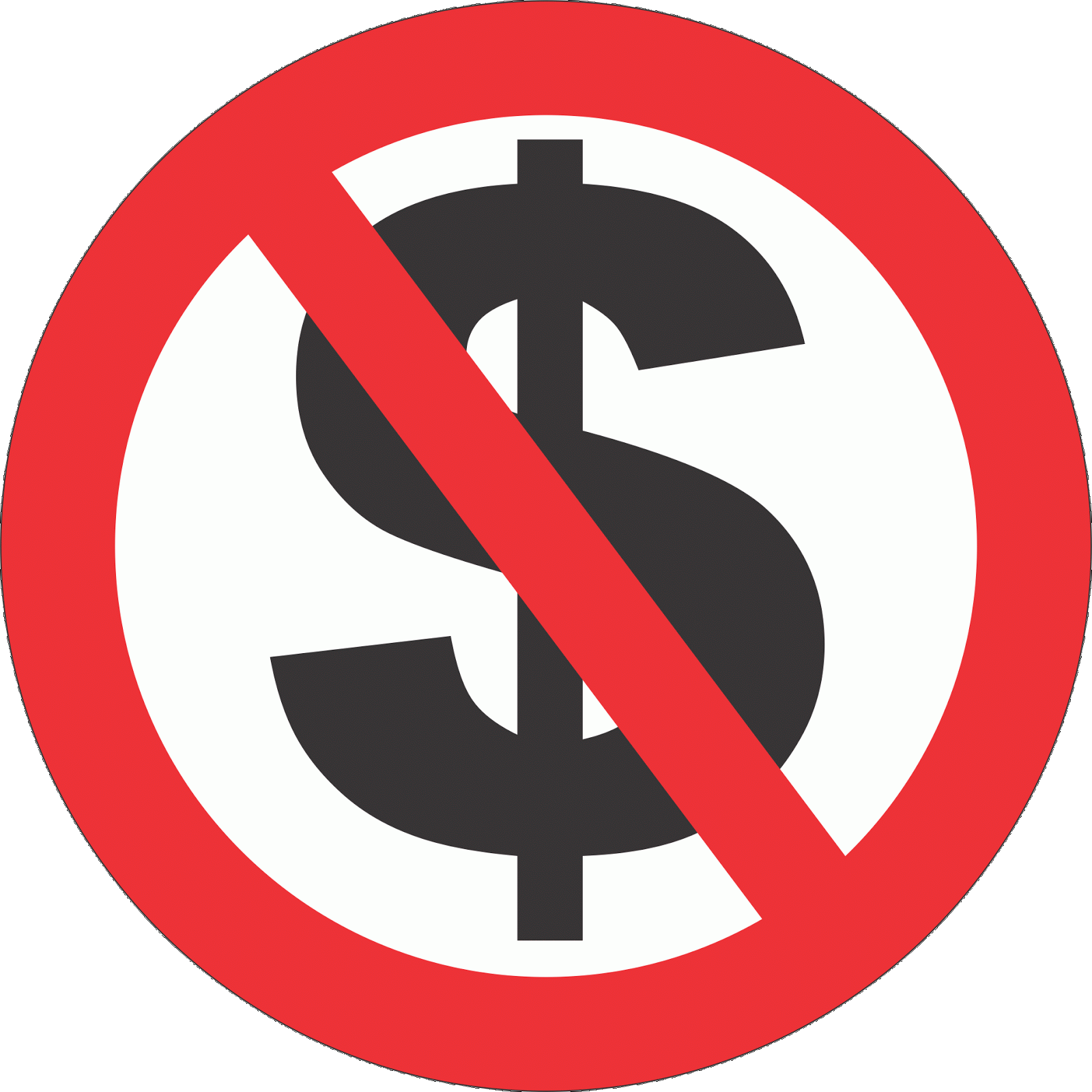 Free Clip Art No Sign - No Money Clipart - Png Download (1600x1600), Png Download