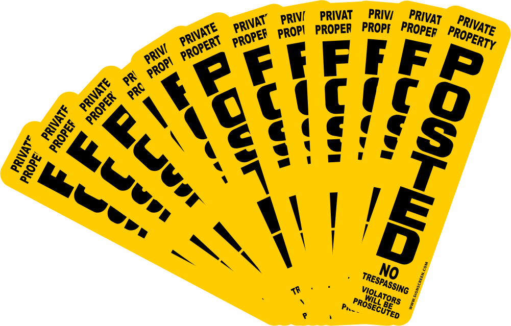 12 Pack Posted Signs - T Post No Trespassing Signs Clipart (1001x639), Png Download