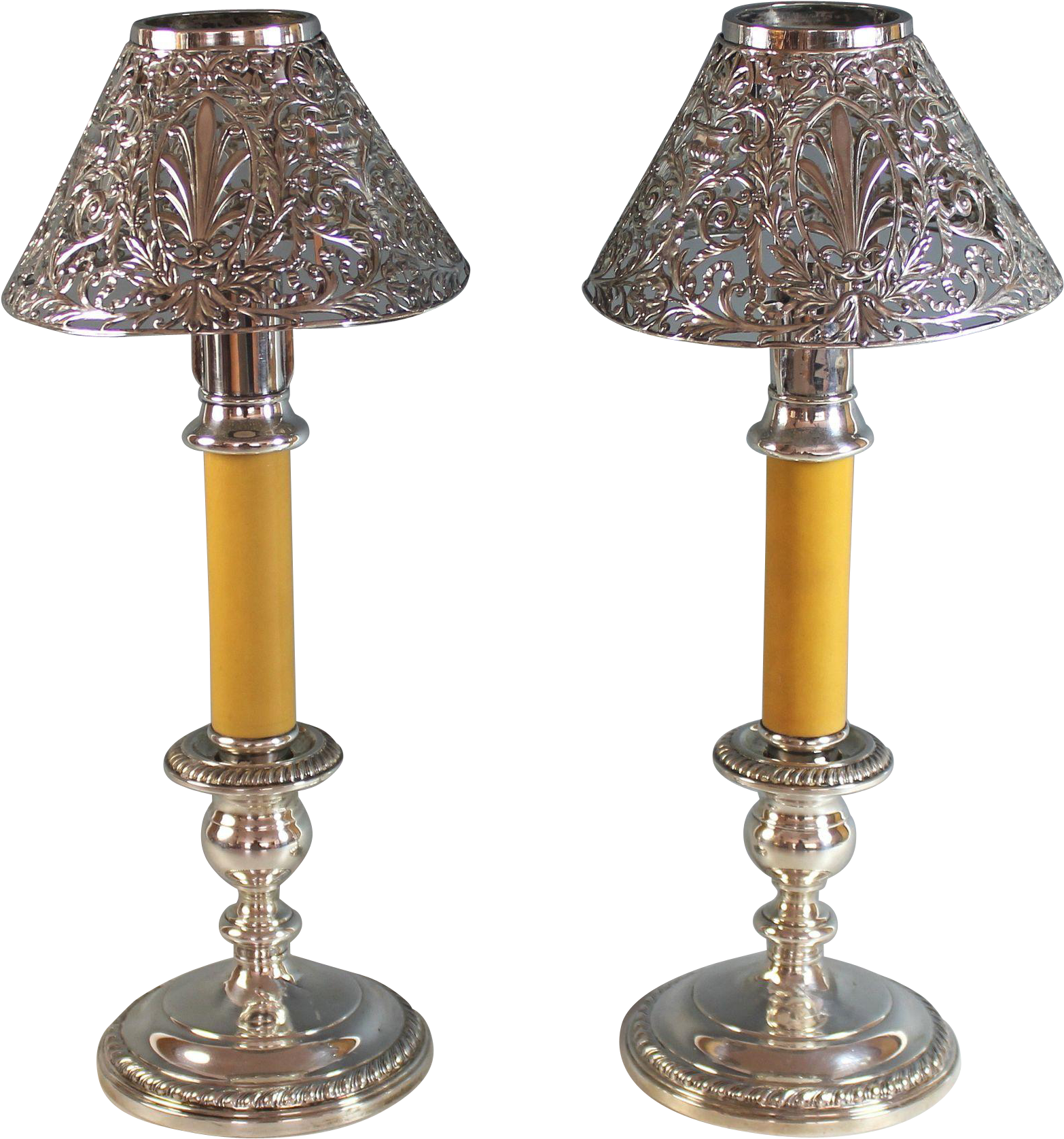 Antique Gorham Sterling Silver Lamps Or Candle Stands - Antique Silver Lamp Shade Clipart (1675x1675), Png Download