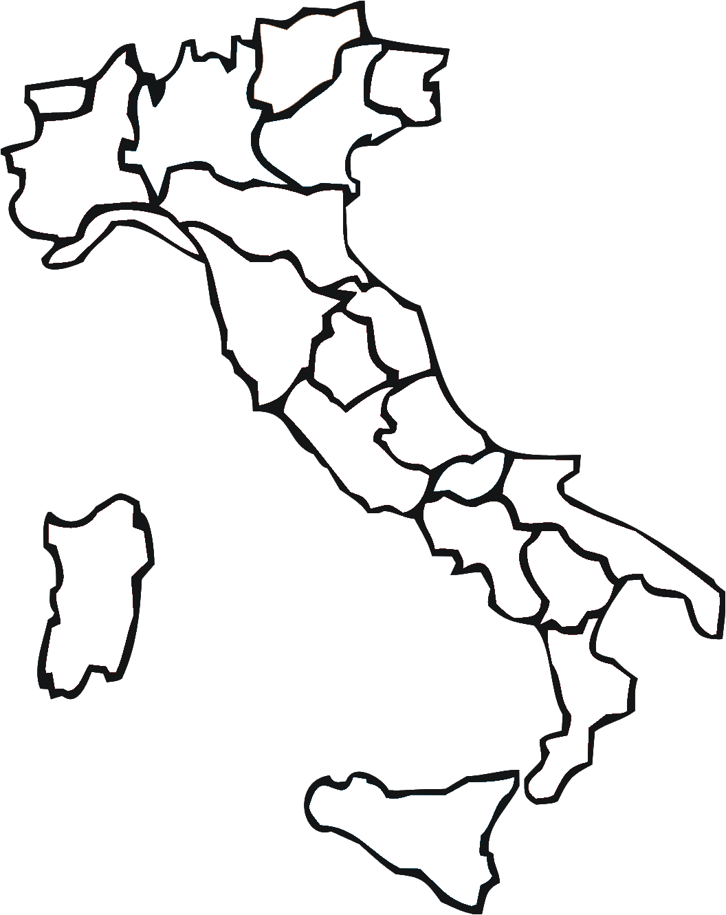 Italia Regioni Blank - Empty Map Of Italy Clipart (1056x1330), Png Download