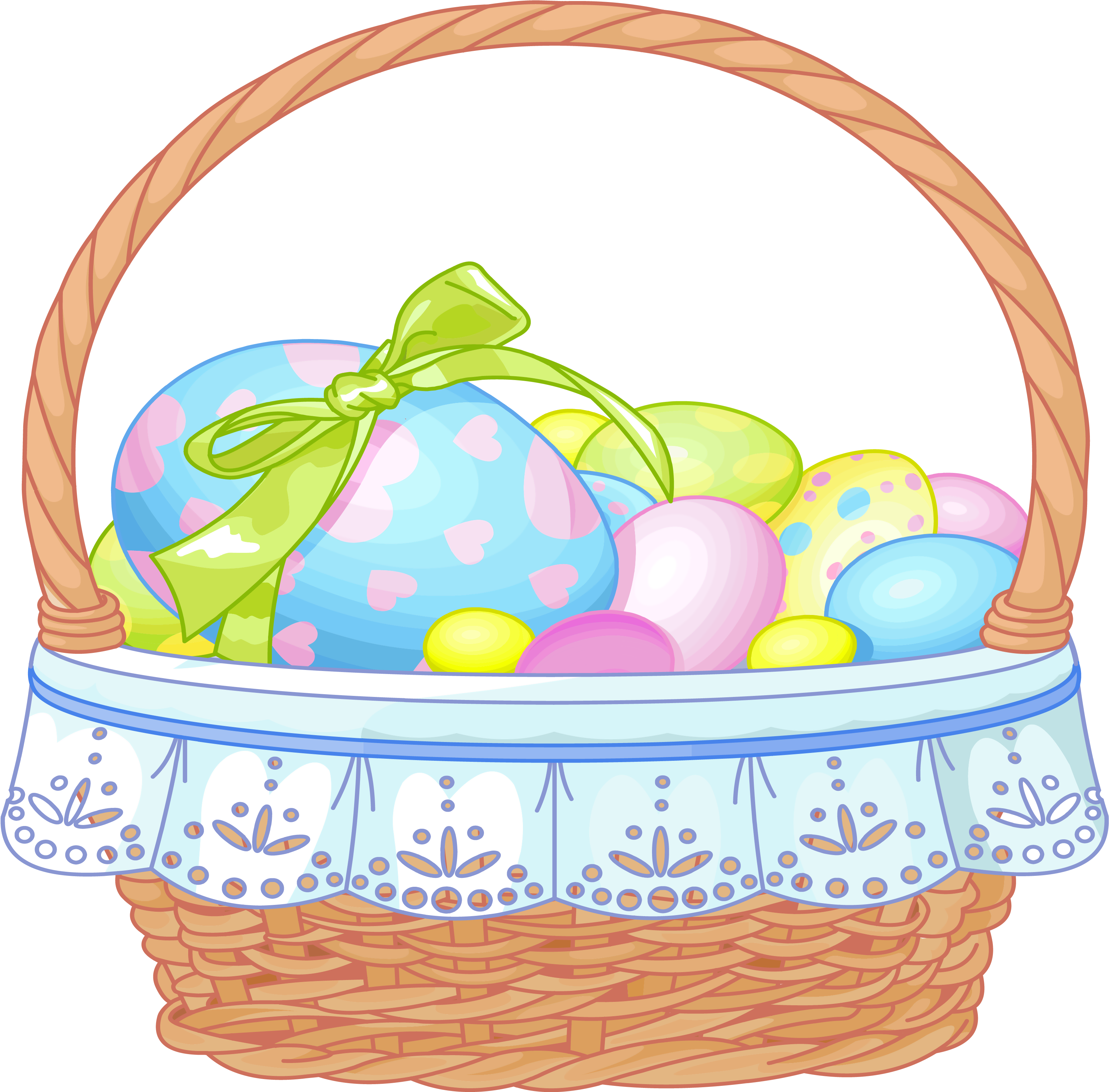 Easter Basket Bunny Png Transparent Easter Basket Bunny - Easter Eggs Transparent Background Clipart (3247x3198), Png Download