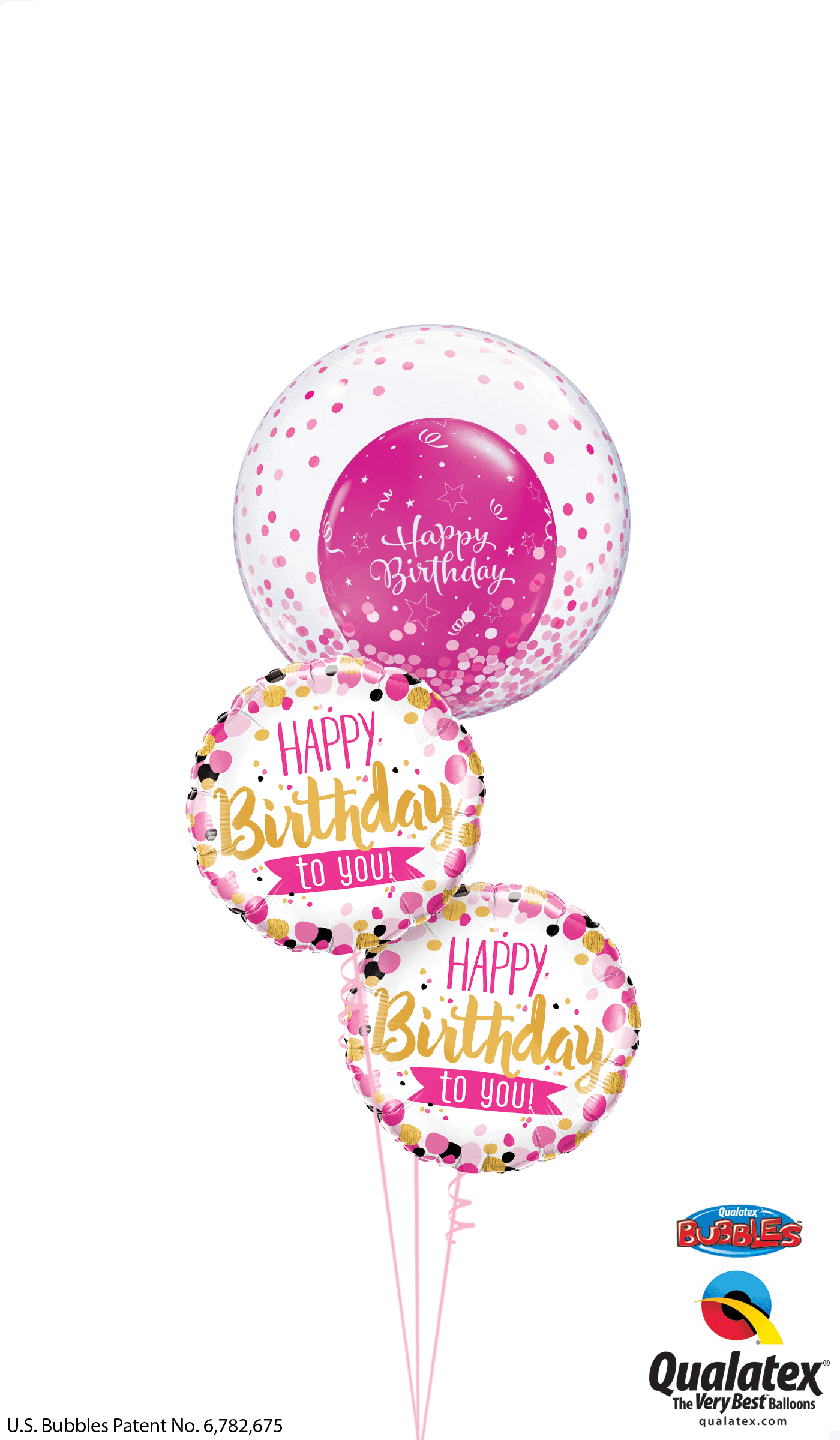 Pink & Gold Confetti Birthday Bouquet At London Helium - Blue 1st Birthday Balloons Png Clipart (1400x2400), Png Download