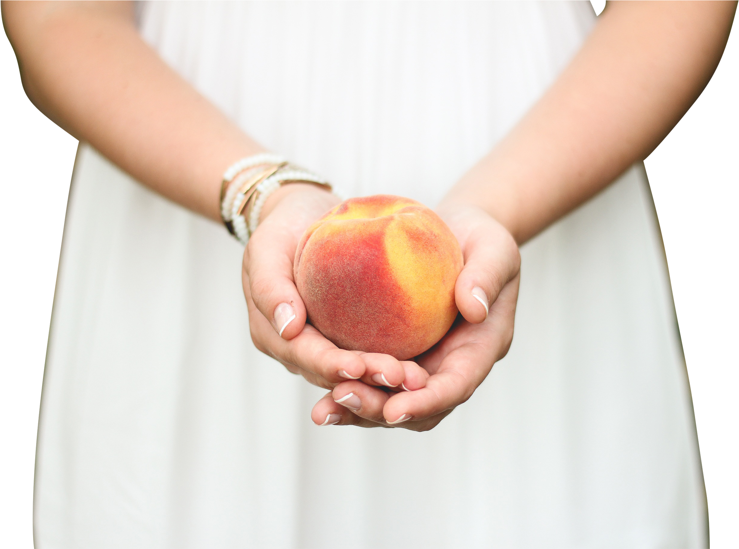 Peach In A Girl's Hands - Peach In Hands Clipart (2738x1825), Png Download