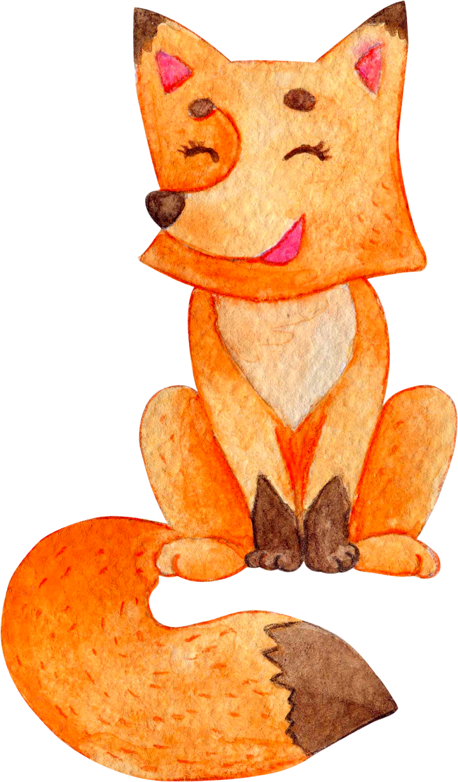 Baby Fox Images - Watercolor Painting Clipart (938x1600), Png Download