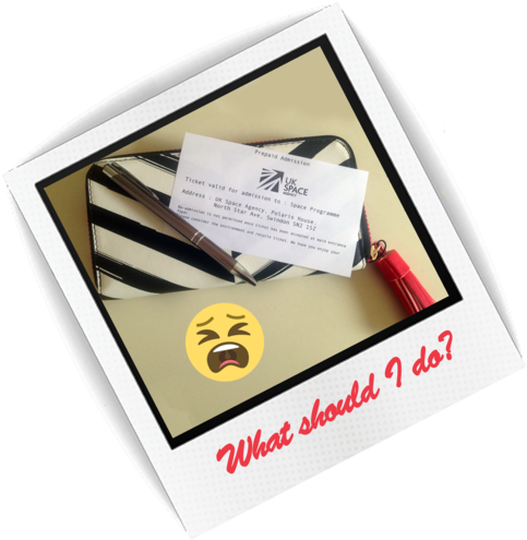A Polaroid Frame Shows A Striped Purse, A Pen And A - Diploma Clipart (880x495), Png Download