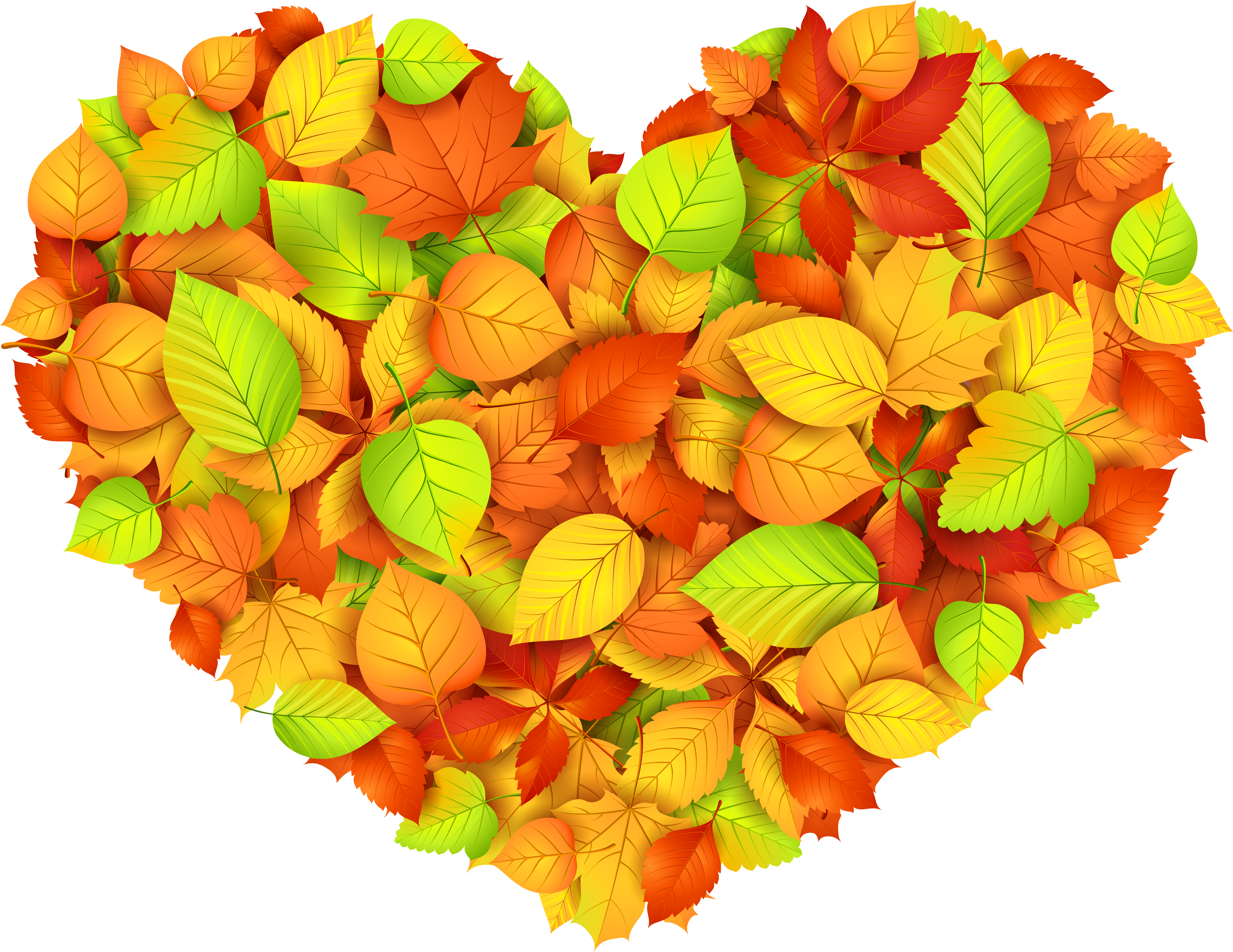 38 Autumn Leaves Png Transparent Images - Heart Of Leaves Clipart (4302x3435), Png Download
