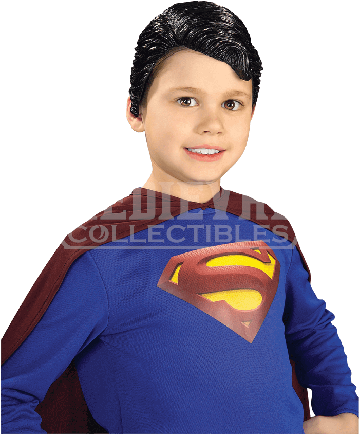 Kids Deluxe Superman Vinyl Wig - Costume Clipart (699x844), Png Download
