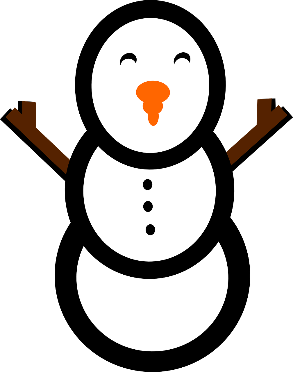 Snowman Winter Simple Cold Snow Png Image - Simple Christmas Snowman Clipart Transparent Png (1008x1280), Png Download