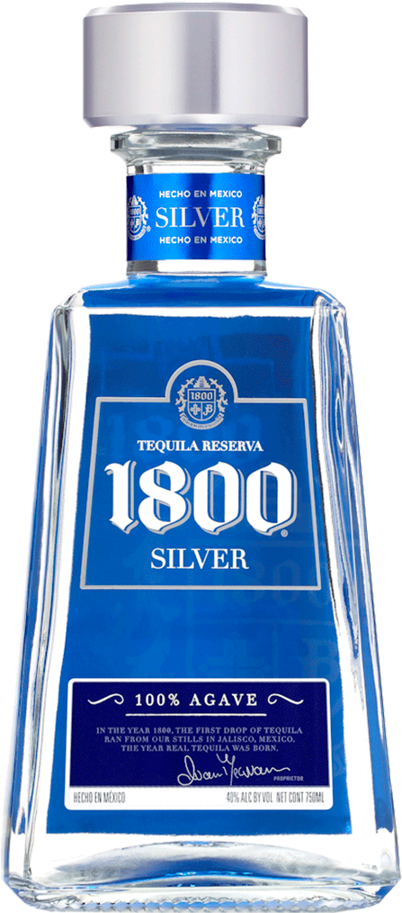1800 Silver Tequila - 1800 Tequila Clipart (447x1014), Png Download