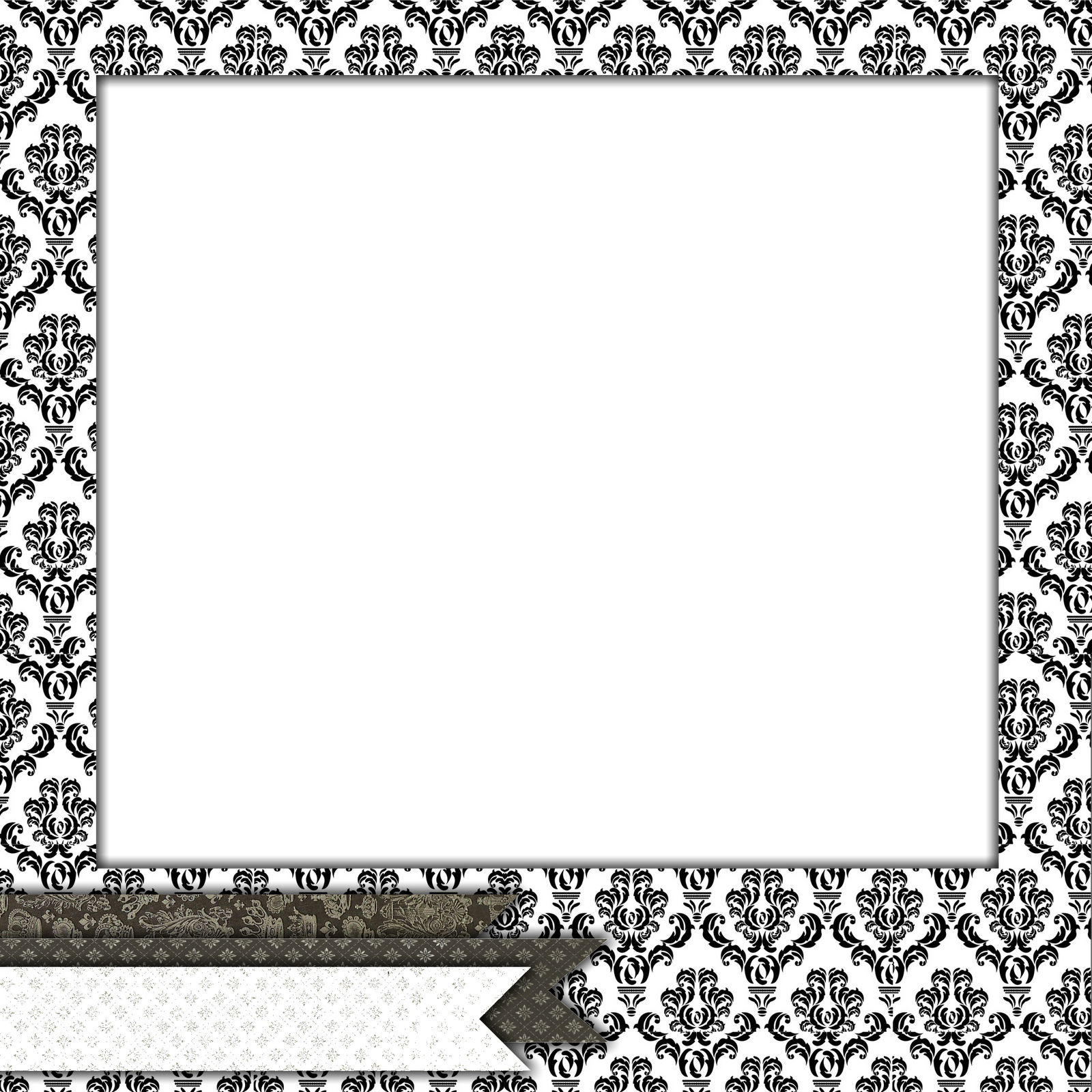 Images For Black And White Damask Border - Clip Art - Png Download (1600x1600), Png Download