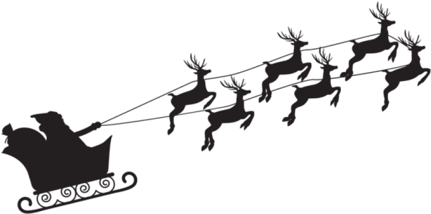 Free Png Santa Claus Silhouette Png Png - Black And White Santa Claus Png Clipart (842x418), Png Download