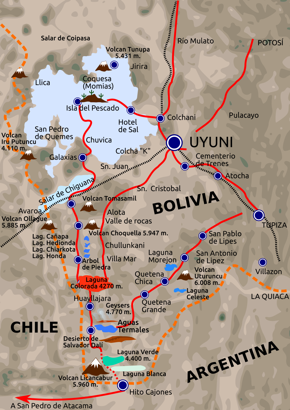 Tour Uyuni Map - Uyuni Tour 3 Days Clipart (992x1403), Png Download