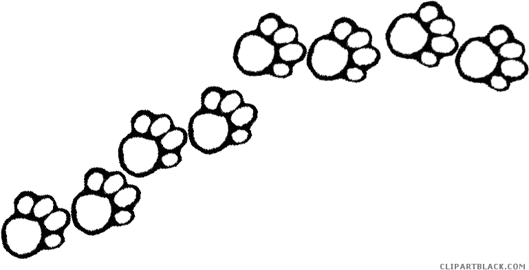 Clip Library Download Bulldog Clipart Black And White - Paw Prints Clipart Black And White - Png Download (791x405), Png Download