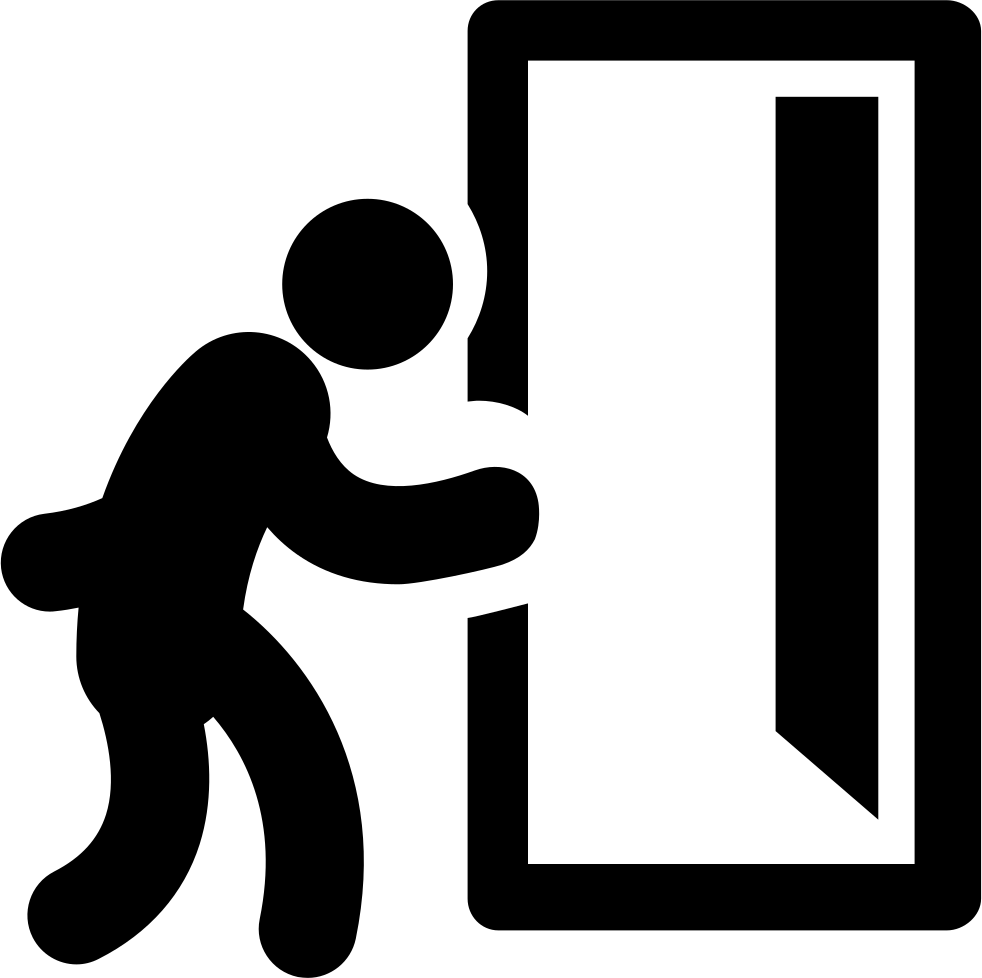 Man And Opened Exit Door Comments - Person Opening Door Icon Clipart (982x978), Png Download