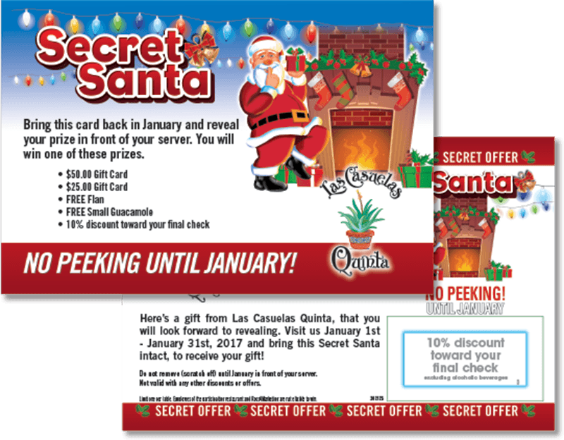Secret Santa Scratch-off Card For Las Casuelas - Flyer Clipart (800x624), Png Download
