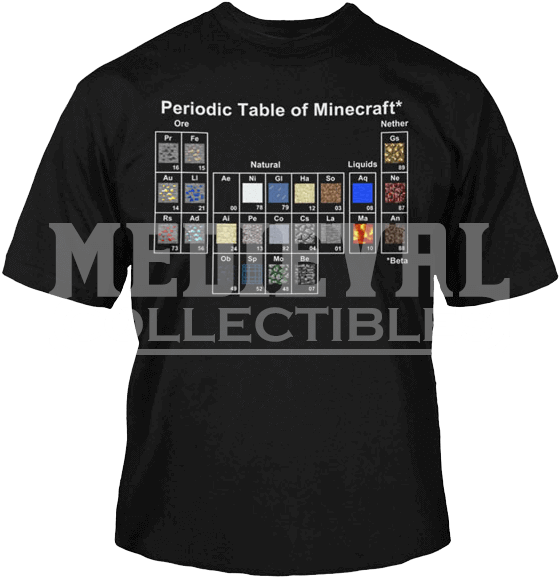 Minecraft Periodic Table Youth T Shirt - Active Shirt Clipart (559x577), Png Download