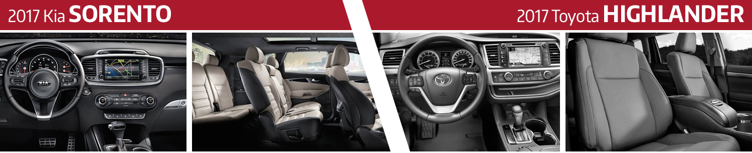 Compare 2017 Kia Sorento Vs Toyota Highlander Interior - Toyota Avensis Clipart (1500x305), Png Download