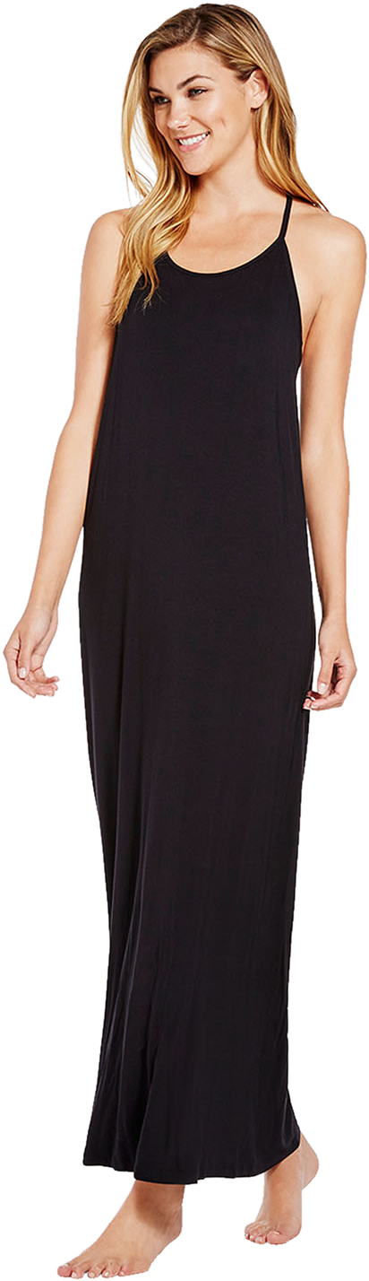 Neema Maxi Dress - Fabletics Black Maxi Dress Clipart (998x1498), Png Download