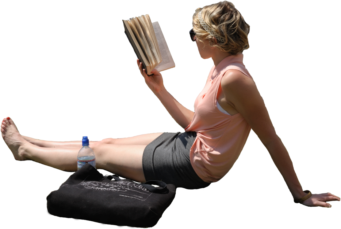 Woman Laying In Sun Reading Book Source - People Read Book Png Clipart (1280x794), Png Download