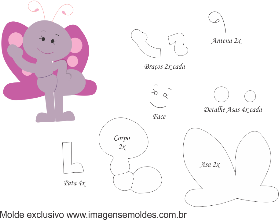 Molde Da Borboleta Da Galinha Pintadinha Clipart (1000x820), Png Download