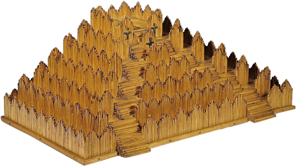 Folk Art Pyramid Stick Platform Matchstick Oh - Plywood Clipart (974x974), Png Download