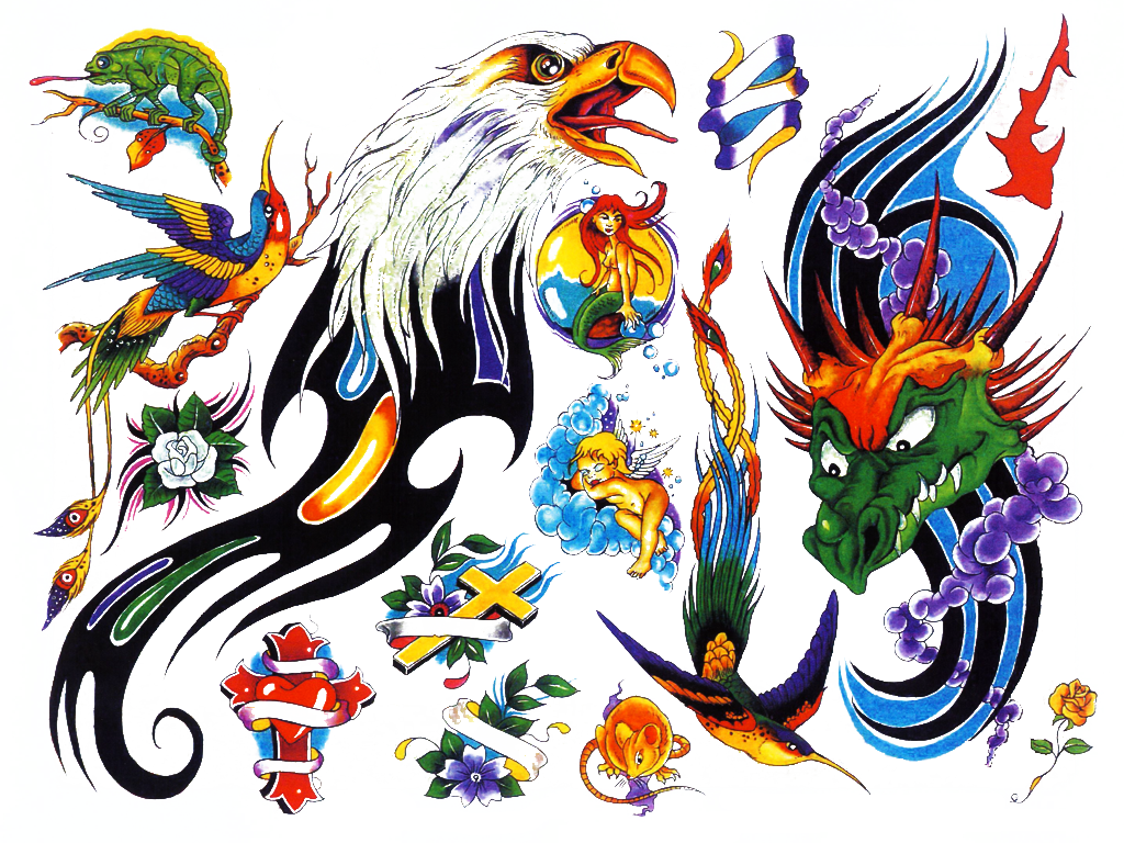 Flash Tattoo Ideas Colour Clipart (1024x768), Png Download