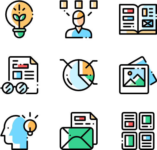 Editorial Design - Line Icon Color Clipart (600x564), Png Download