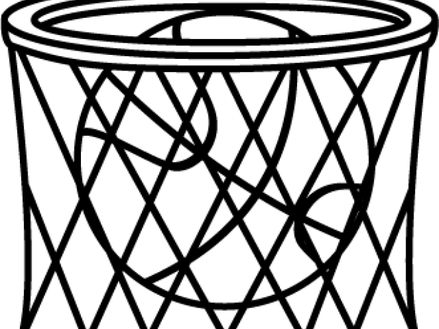 Basketball Black And White Clipart - Basketball Hoop Backboard Clipart - Png Download (640x480), Png Download