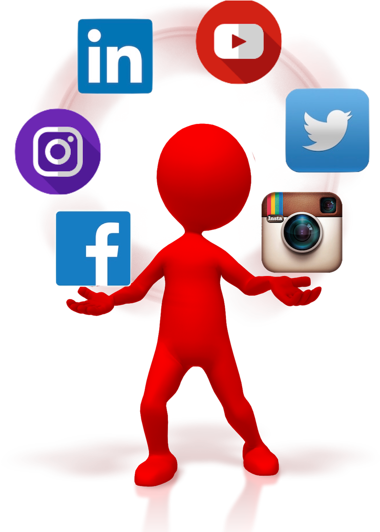 Juggling Multiple Social Media Accounts Clipart , Png - Social Media Icons Circle Transparent (742x1039), Png Download