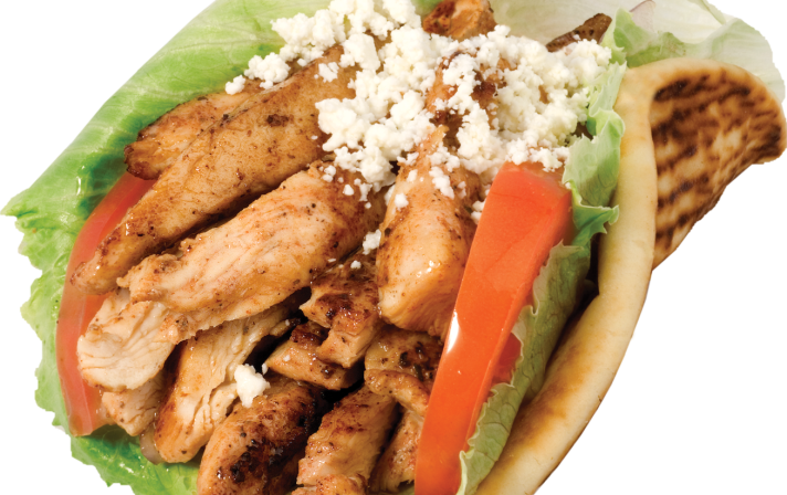 Chicken Wrap - Chicken Pita Png Clipart (712x448), Png Download