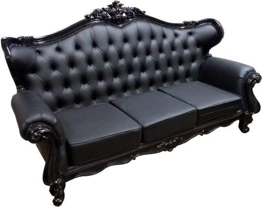 Black Victorian Sofa - Black Leather Victorian Couch Clipart (800x600), Png Download