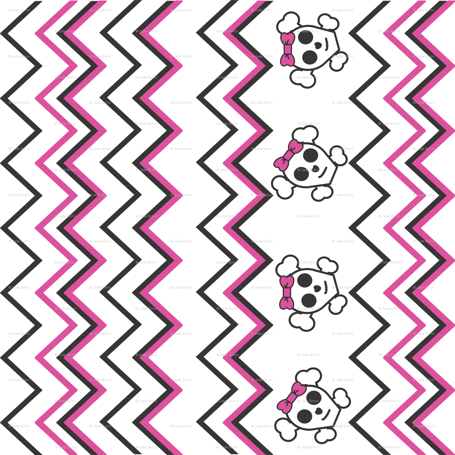 Girly Skull & Crossbone With Pink Zig Zags Wallpaper - Illustration Clipart (1575x1575), Png Download