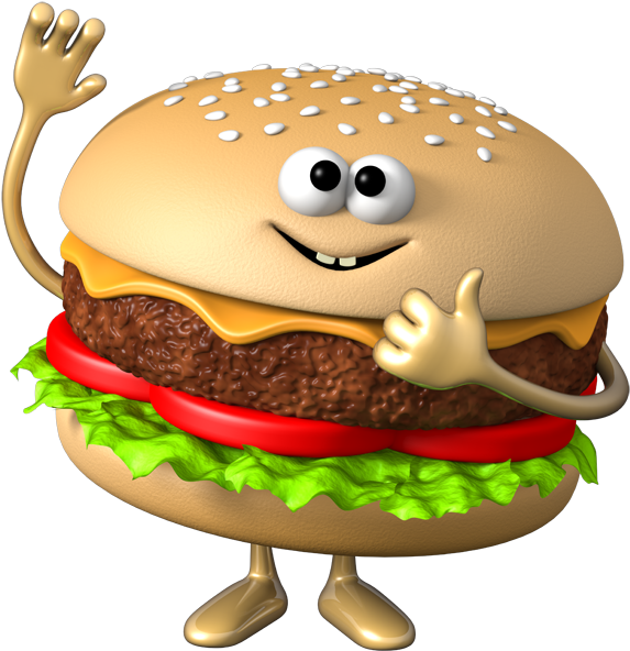 Hamburger Veggie Burger Fast Food Hot Dog Clip Art - Burger Cartoon Png Transparent Png (573x592), Png Download