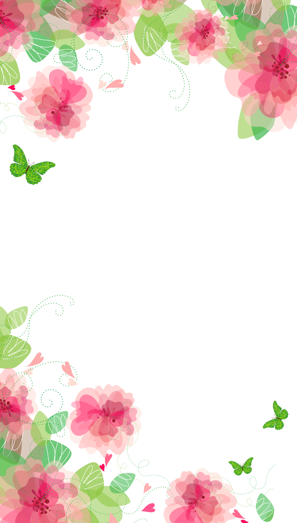 #spring #flowers #butterflies #frame #border #ftestickers - Flower Background Clipart (1024x1802), Png Download