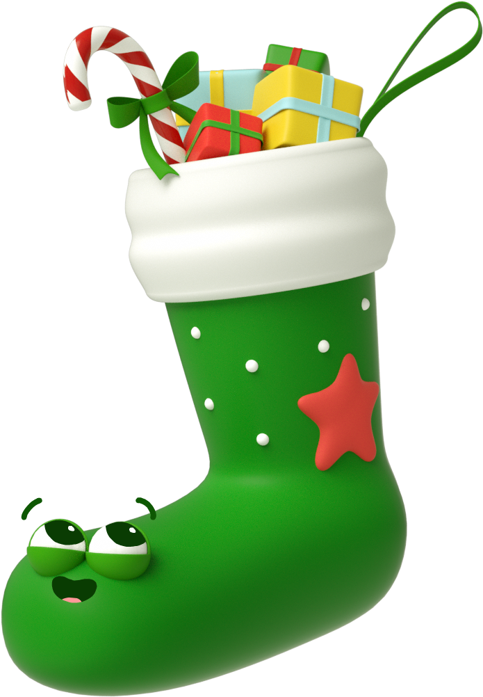 The Stickers Were First Animated In 3d Before Adding - Christmas Stocking Clipart (1024x1024), Png Download