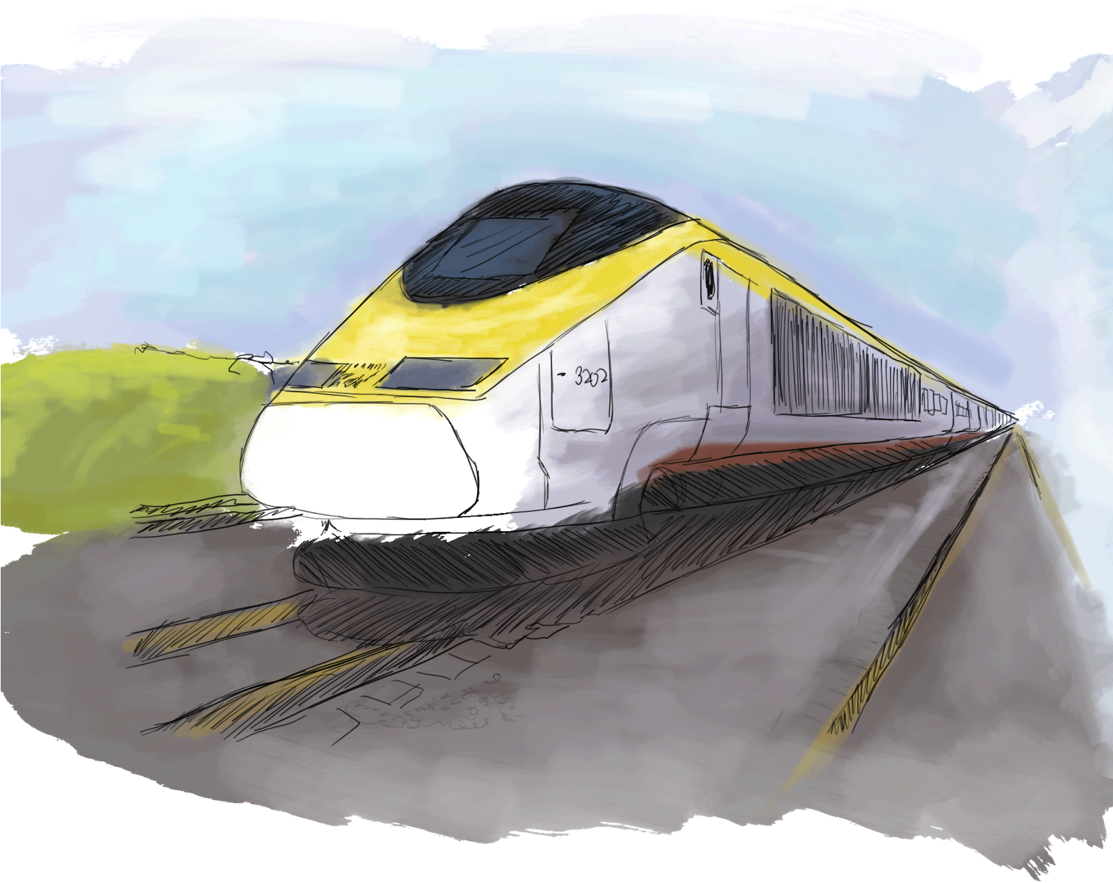 Bullet Train , Png Download - Painting Clipart (1601x1270), Png Download
