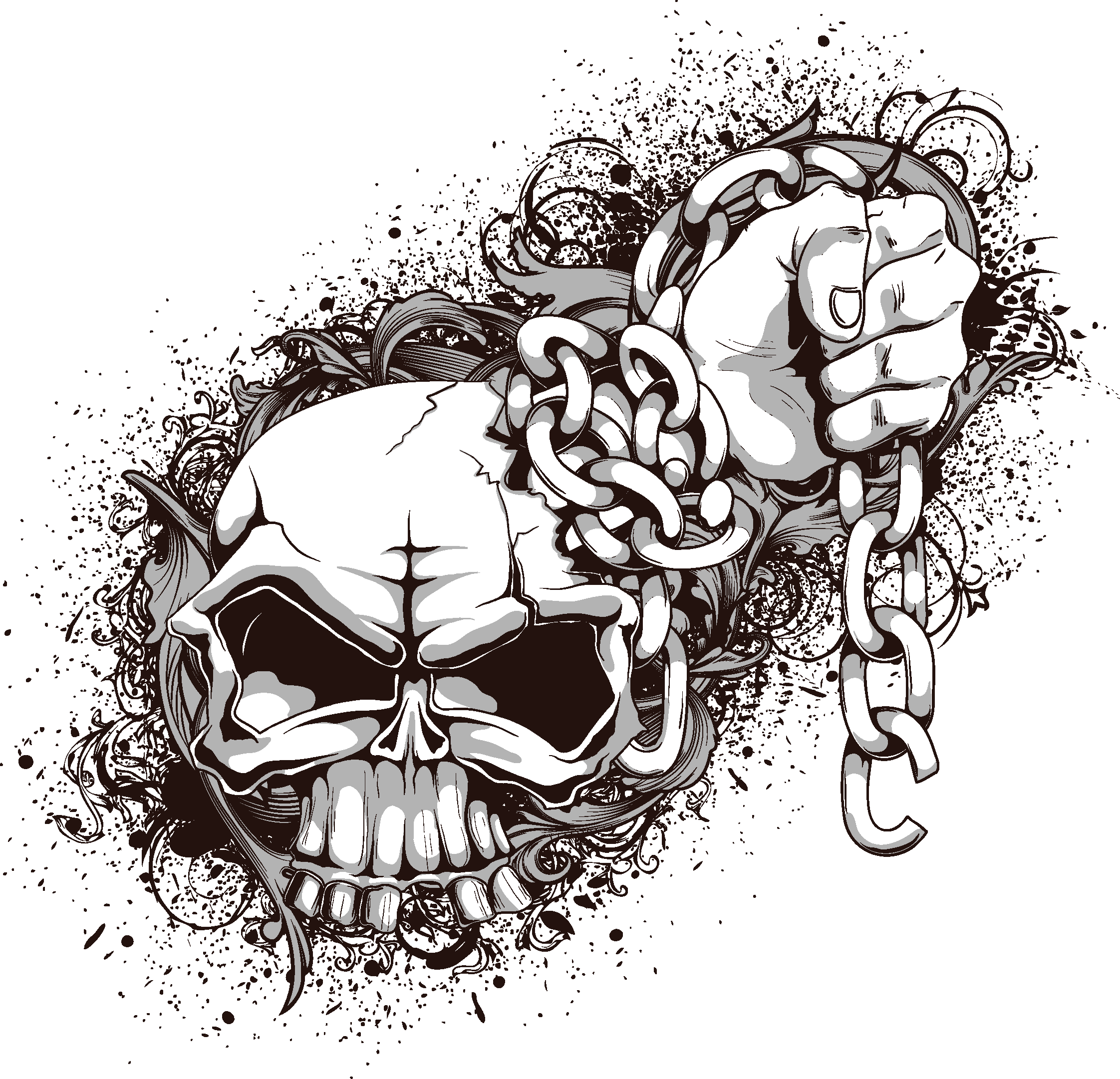 And Symbolism Human Skull Crossbones Png Free Photo - Skull Chain Vector Clipart (2244x2162), Png Download