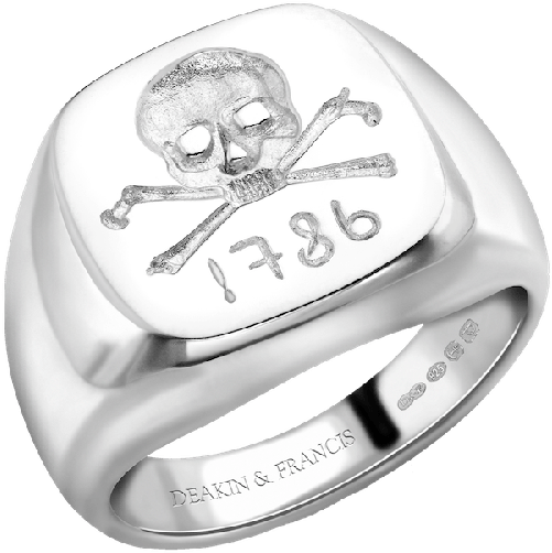 Deakin & Francis Sterling Silver Skull & Crossbones - Skull And Crossbones Signet Ring Clipart (1160x1000), Png Download