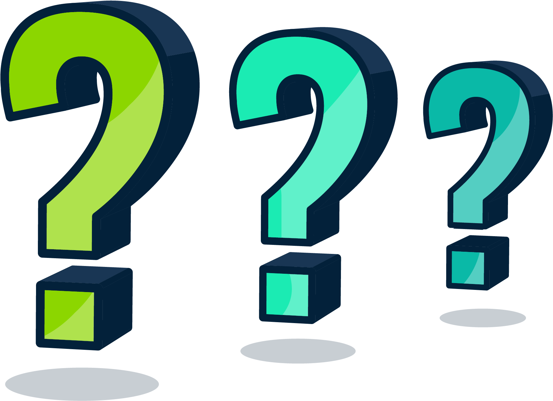 A Row Of Three Question Marks, They Are In Different - Illustration Clipart (2083x2083), Png Download