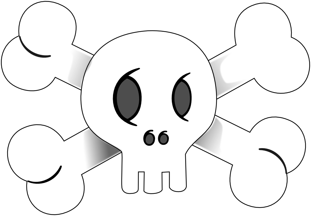 Skull And Cross Bones Stencil - Cartoon Clipart (999x694), Png Download