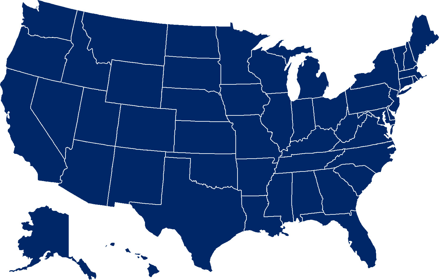 Usa Map Png - Blue Map Of The Us Clipart (1475x939), Png Download