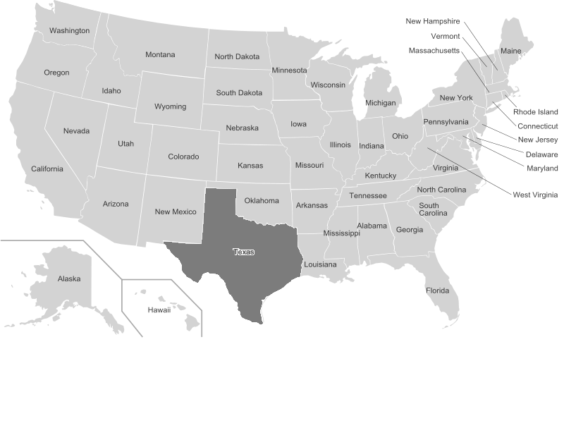Us Map Texas Highlighted - Texas On A Us Map Clipart (800x600), Png Download