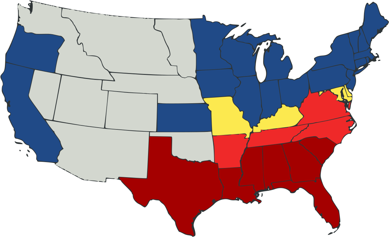 Us Secession Map - Map American Civil War Clipart (1280x786), Png Download